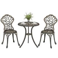 Outsunny Aluminium Bistro Set Garden Coffee Table Chair Outdoor Dining Set