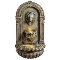 Outsunny Wall-Mounted Water Fountain, Garden Water Feature with LED Lights