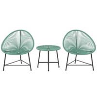 Outsunny Rattan Bistro Set with Acapulco Chairs and Glass Table, Green