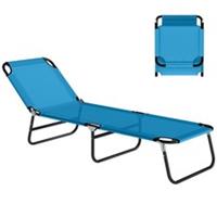 Outsunny 2 Piece Reclining Chaise Lounge with Adjustable Backrest, Sky Blue