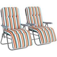 Outsunny Set of 2 Adjustable Sun Lounger Recliner Reclining Seat Multicolour