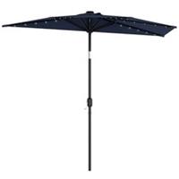 Outsunny 2.6 m Half Parasol with Solar Lights, UPF50+ Semi Round Umbrella
