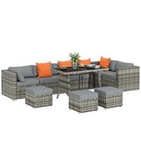 Outsunny 10 Piece Rattan Garden Furniture Set, Outdoor Patio Furniture