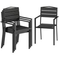 Outsunny Garden Chairs Set of 4, Garden Dining Chairs, HDPE Seat, Black