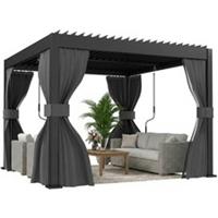 Outsunny 3 x 3 m Louvered Pergola with Metal Louvred Roof, Aluminium Frame