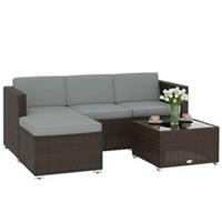 Outsunny Garden Furniture Set w/ Padded Cushions Corner Sofa Set, Light Grey