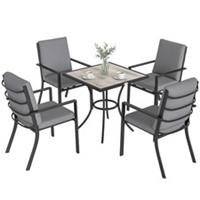 Outsunny 5 Pieces Outdoor Dining Set with Cushions, Garden Dining Set for 4