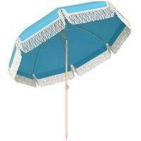 Outsunny 1.7 m Beach Umbrella, Adjustable Height Portable Parasol, Blue