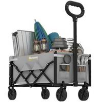 Outsunny 60L Festival Trolley on Wheels, Collapsible Wagon Cart, Grey