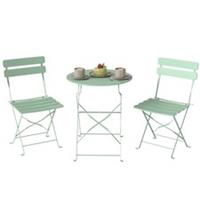 Outsunny Folding Bistro Set with Round Garden Table and Chairs, Light Green