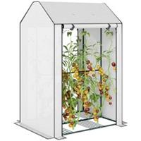 Outsunny 100x80x150cm Mini Greenhouse with Shelves, White, Refurbished