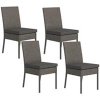 Outsunny 4PC Rattan Dining Chairs with Cushions, Grey, Refurbished