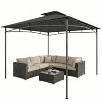 Outsunny 3 x 3 m Gazebo, Outdoor Gazebo Canopy with 2-Tier Roof, Dark Grey