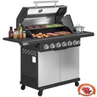 Outsunny 6+1 Burner Gas BBQ Grill, Barbecue Grill with Warming Rack, Silver
