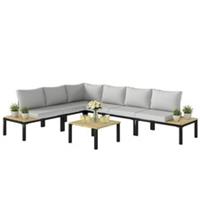 Outsunny Garden Furniture Set, 6 Piece Corner Sofa Set with Coffee Table