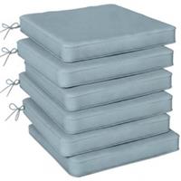 Set of 6 Chair Cushion Seat Pads with Removable Tie, Light Grey