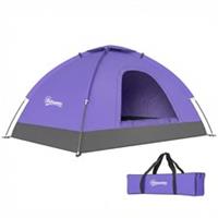 Outsunny 2 Person Camping Tent, Dome Tent with Storage Pocket, Light Purple