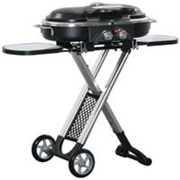 Outsunny 2 Burner Gas BBQ Grill Trolley w/ Side Shelves Storage Pocket