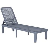 Outsunny Plastic Sun Lounger, 4-Position Garden Lounger Sun bed, Dark Grey