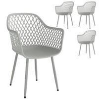 Outsunny Garden Chairs Set of 4, Garden Dining Chairs with Armrests, Grey