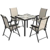 Outsunny 5 Pieces Outdoor Dining Set, Garden Dining Set for 4, Brown