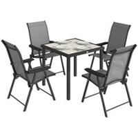Outsunny 5 Pieces Outdoor Dining Set, Garden Dining Set for 4, Grey