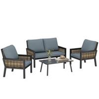 Outsunny Rattan Garden Furniture Set, Outdoor Furniture Conversation Set