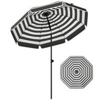 Outsunny 1.8 m Beach Umbrella Parasol with Sand Anchor, Tilt, Grey/White