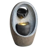 Outsunny Water Feature with 2-Tier Bowls, Pump and LED Lights