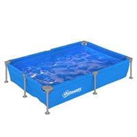 Outsunny Metal Frame Swimming Pool, Rectangle Frame Pool, 229 x 160 cm, Blue