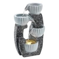 Outsunny 4-Tier Bowl Water Feature, Outdoor Water Fountain with LED Lights