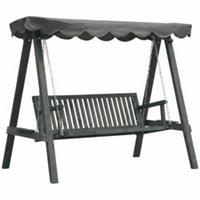 Outsunny 3 Seater Garden Swing Seat with Canopy, Outdoor Hammock Bench, Grey