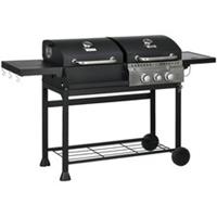 Outsunny Dual Fuel BBQ Grill with Warming Rack, Barbecue 2+1 Gas Burner