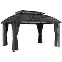 Outsunny 4 x 3(m) Polycarbonate Gazebo for Lawn, Yard, Patio, Deck, Black