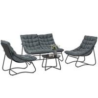 Outsunny 4 PC Garden Furniture Set with Loveseat, Chairs, Table, Grey