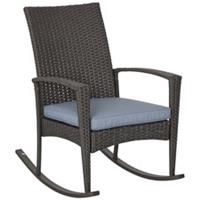Outsunny Garden Rattan Rocking Chair, Bistro Recliner Rocker Furniture Seater