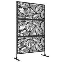 Outsunny 6.5FT Metal Outdoor Privacy Screen Panel w/ Stand, Black