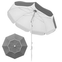 Outsunny Beach Umbrella, Adjustable Height & Tilt Portable Parasol, Grey
