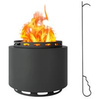Outsunny 48.5cm Smokeless Wood Burning Firepit Metal Fire Pit, Dark Grey