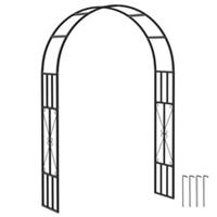 Outsunny Steel Garden Arch, 2.2m High x 1.5m Wide Metal Garden Trellis Black