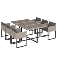 Outsunny Rattan Garden Furniture Set, Rattan Table and Chairs with Cushions
