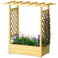Outsunny wood Garden Raised Bed with Trellis Hanging Rail Top 110 x 44 x 113 cm