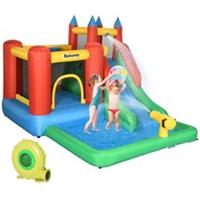 Outsunny Kids Bouncy Castle w/ Slide Water Pool Climbing Wall & Trampoline