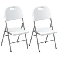 Outsunny 2PCS Folding Chair with Steel Frame, Garden Chair Set, Refurbished