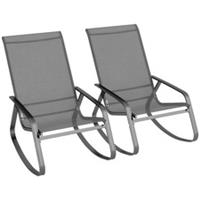 Outsunny 2PCS Garden Rocking Chairs with Armrests, High Back Refurbished