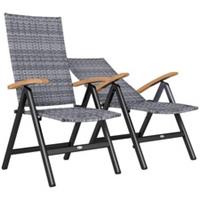 Outsunny Folding Rattan Garden Dining Chairs with Reclining Back Refurbished