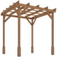Outsunny 2 x 2m Wooden Pergola Kit, Garden Gazebo Shelter, Dark Brown