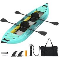 Outsunny 2.5' Inflatable Kayak 2-person Sit on Canoe with Paddles Blue