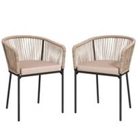 Outsunny Garden Chairs Set of 2, Rattan Dining Chairs with Cushions, Natural