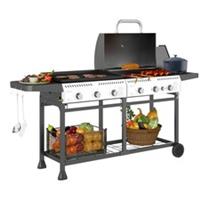 Outsunny Gas Grill and Plancha with 6+1 Burners for Garden Party Festival